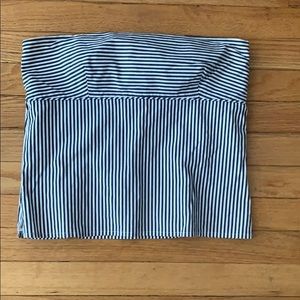 JCrew navy striped tub top. Side zip